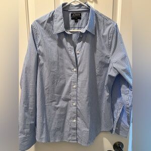 JCrew women’s Slim-fit stretch cotton poplin shirt in stripe